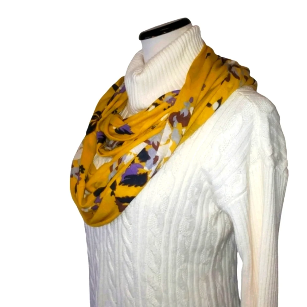 🔥Anthropologie Porridge‎ Mustard/ Brown/Cream/ Lavender Floral Infinity Scarf